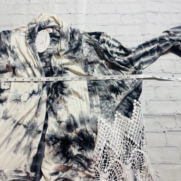 NWT Kamana Size  L Open Front Light Weight Cardigan Jacket Pockets Tie Dye Lace - Picture 9 of 11